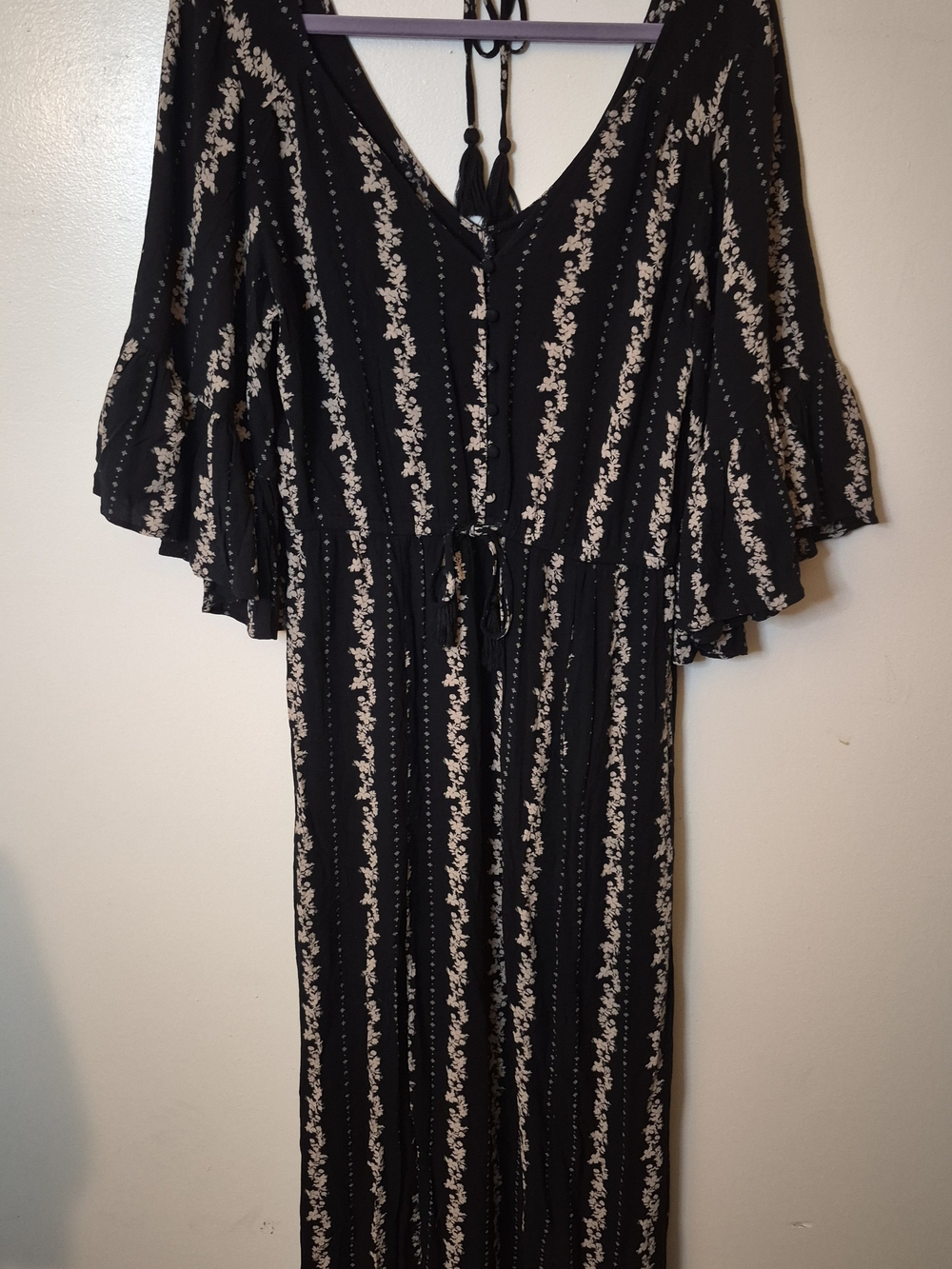 American Eagle Bell Sleeve Floral Boho Maxi Dress